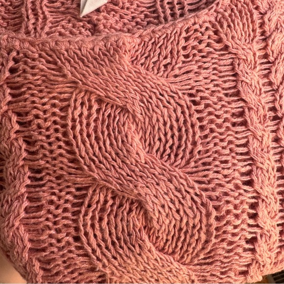 Garnett Hill Linen & Cotton Cabled Pullover in Desert Bloom Pink Size M - Picture 11 of 11